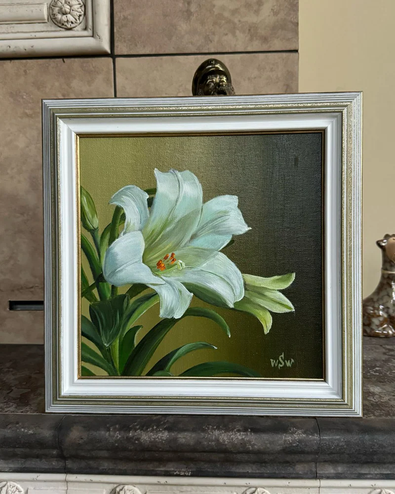 Картина маслом цветы -Лилия -31×31 см — Оригинал