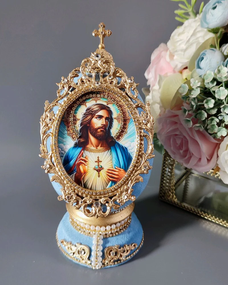 Яйцо пасхальное, цвет голубой