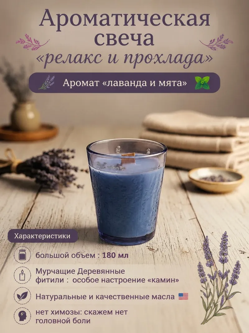 Соевая свеча «Мята и лаванда»