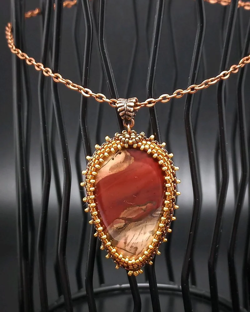 Кулон из яшмы Red River бордовый темно-красный
