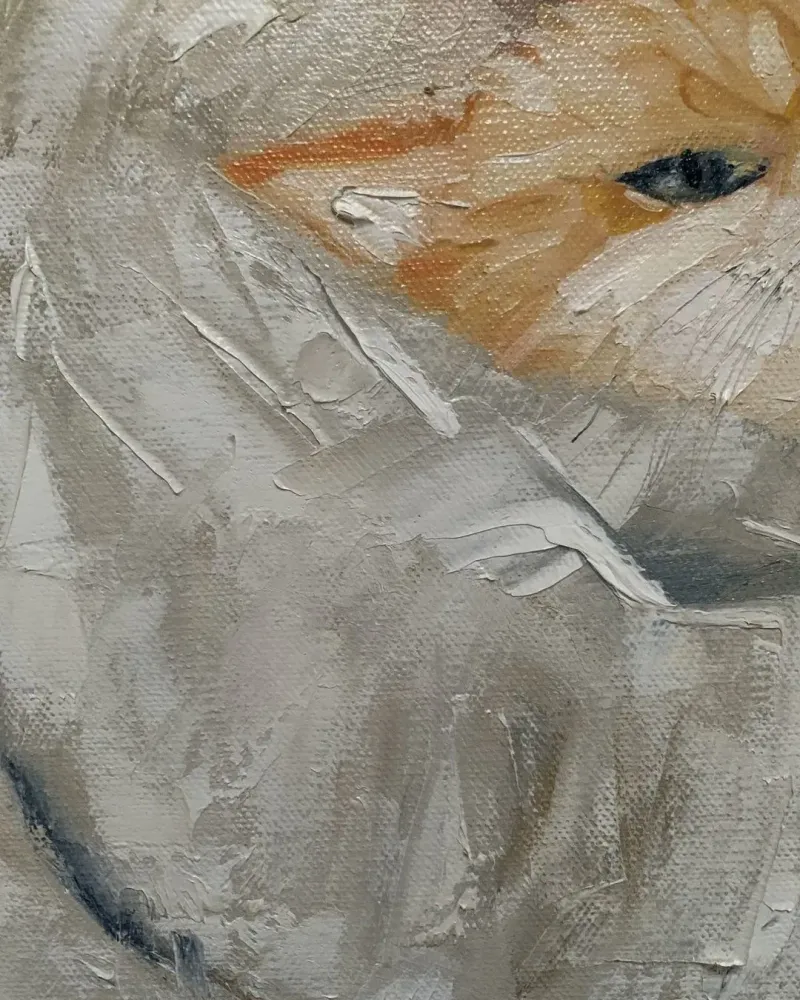 Девочка и рыжий кот. Картина маслом 30×40 см — 30×40 см