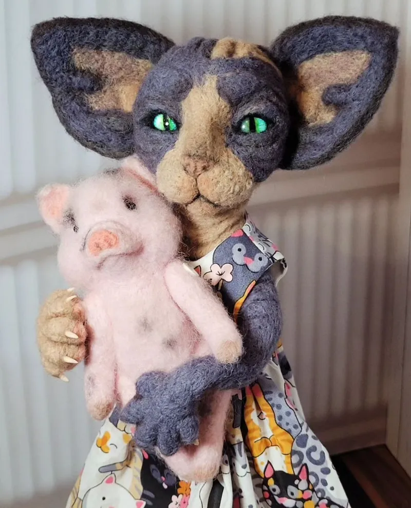 Кошка-сфинкс на каркасе, 35 см — Кошка-сфинкс на каркасе, 35 см