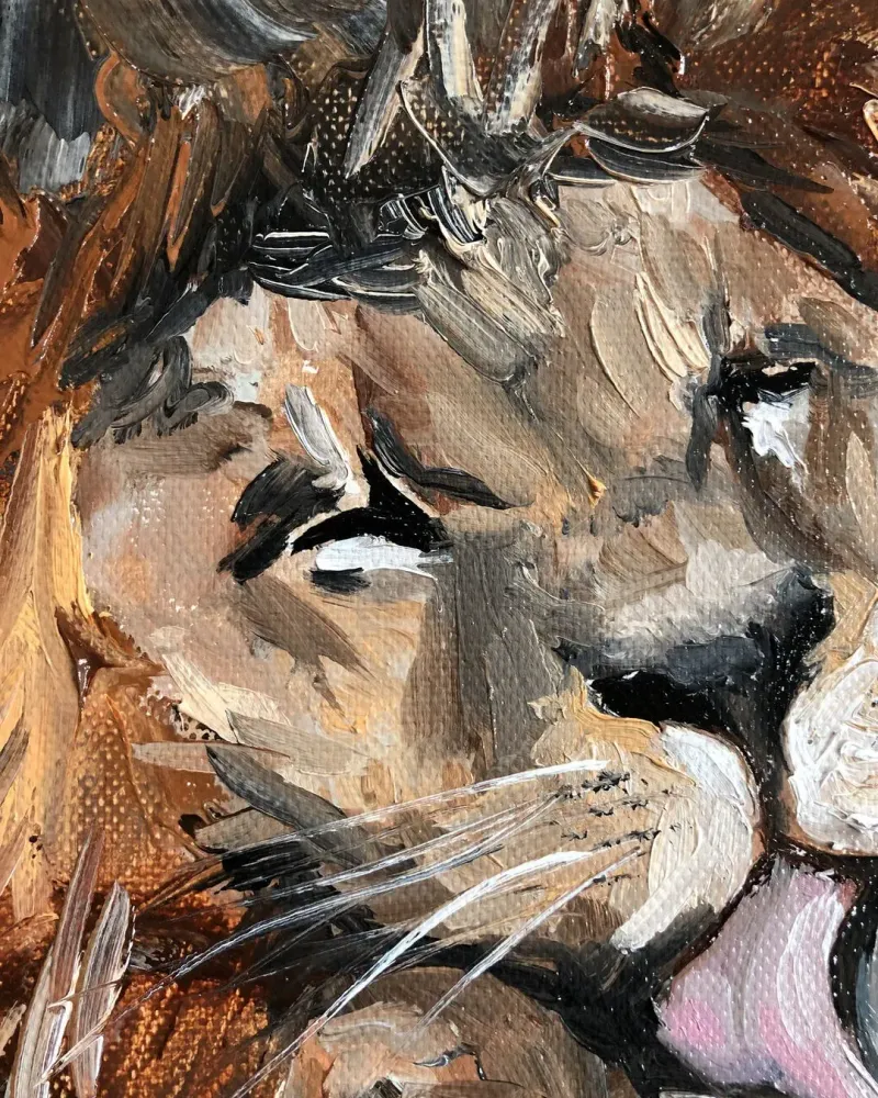 Лев и львица. Картина маслом 20×30 см — 20×30 см