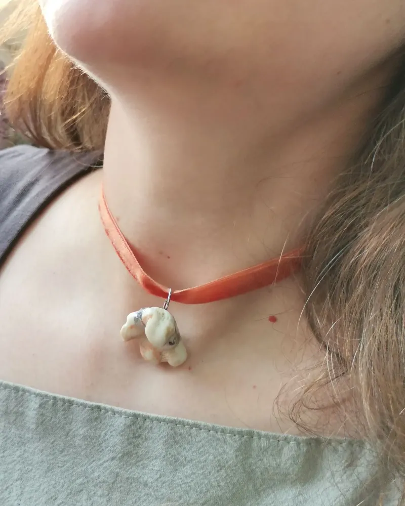 Кулон из коралла с берега Шри Ланки — Бело-оранжевый
