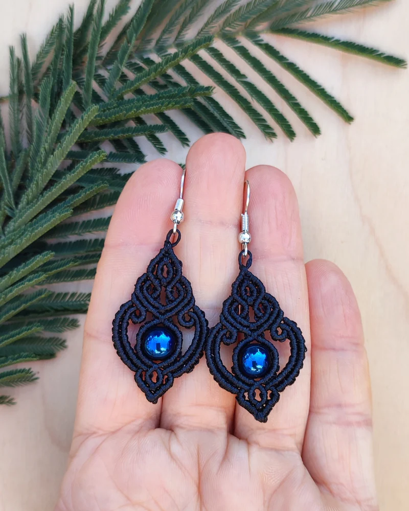 Серьги макраме «Дана» — черные