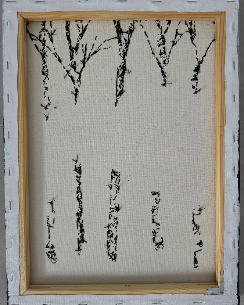 Авторская картина "Цвет зимнего неба" | 40×30 см | Смешанная техника на холсте