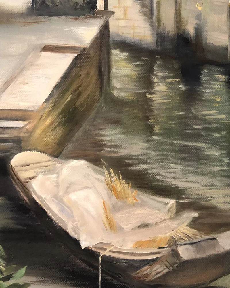 Картина маслом 50×50 см. Китайская Венеция. Пейзаж — Оригинал