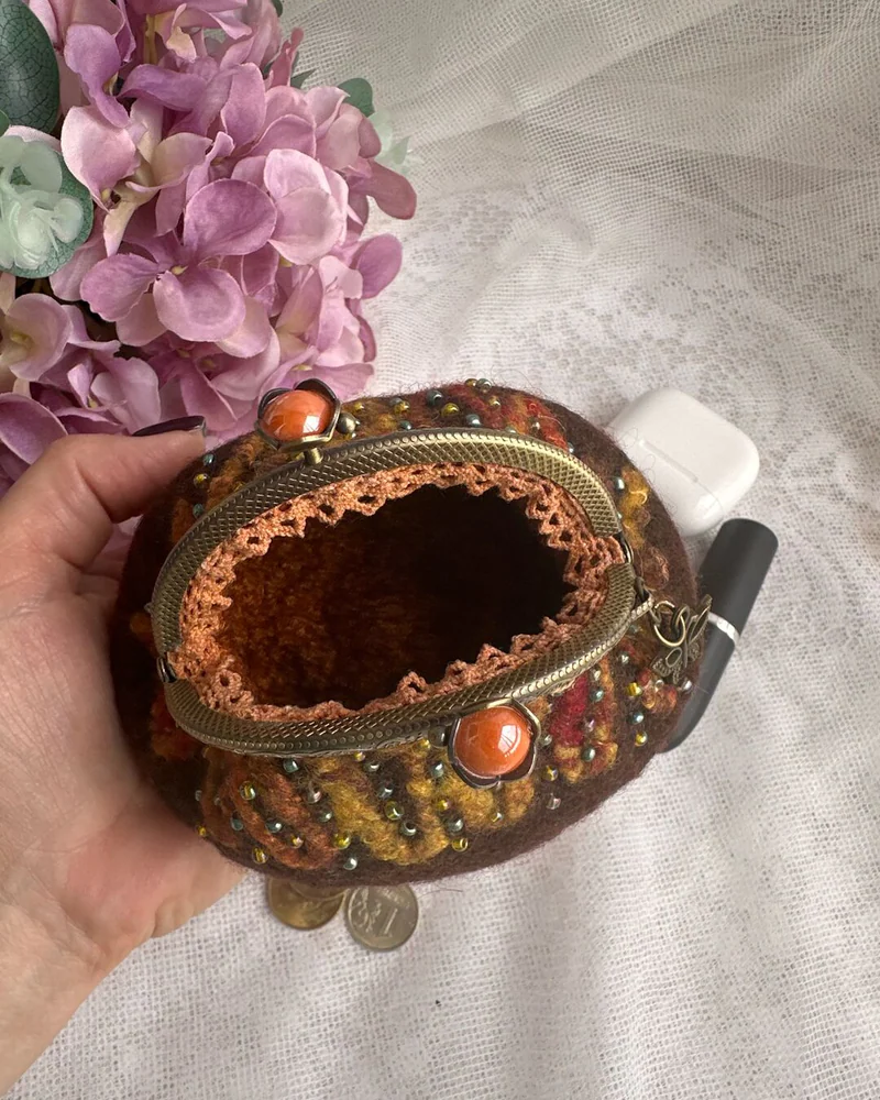 Кошелек монетница коричневый. Женский маленький кошелек с фермуаром
