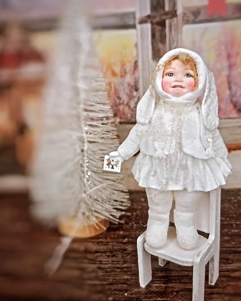 Ватная игрушка "Девочка в костюме зайки"