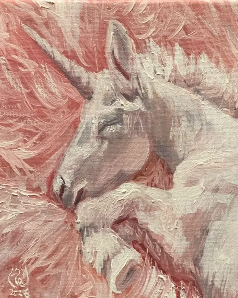Единорог 2. Картина маслом 20×20 см — 20×20 см