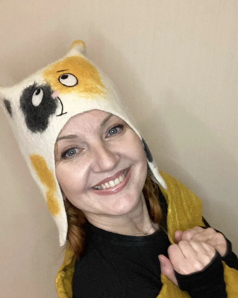 Шапка валяная Кот