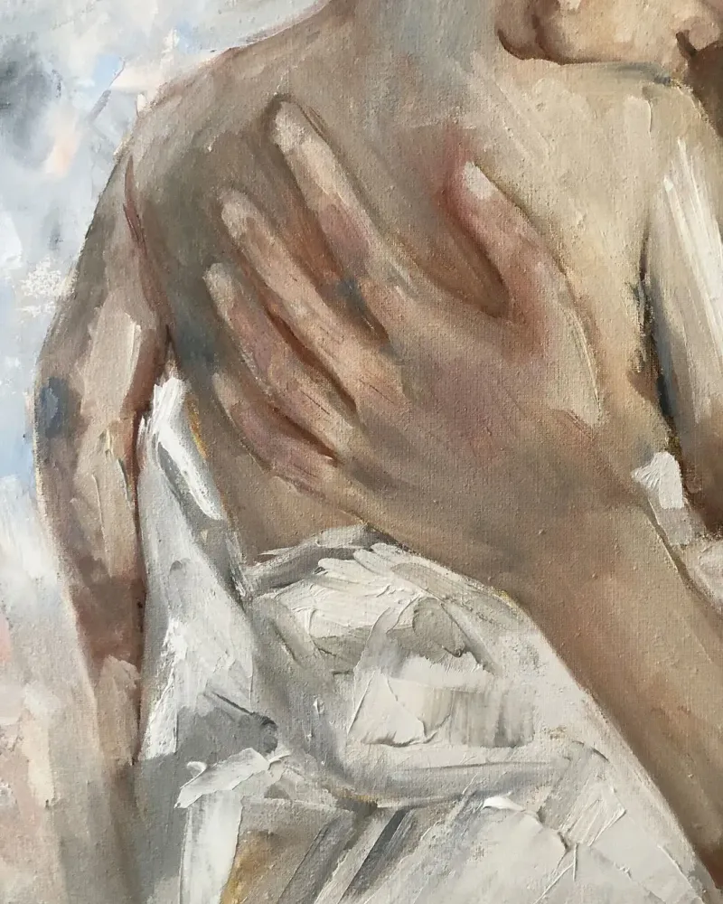 Мама и малыш. Картина маслом 40×50 см — 40×50 см