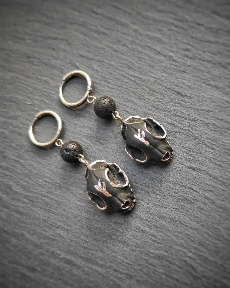 Серьги с черепами — Коричневый