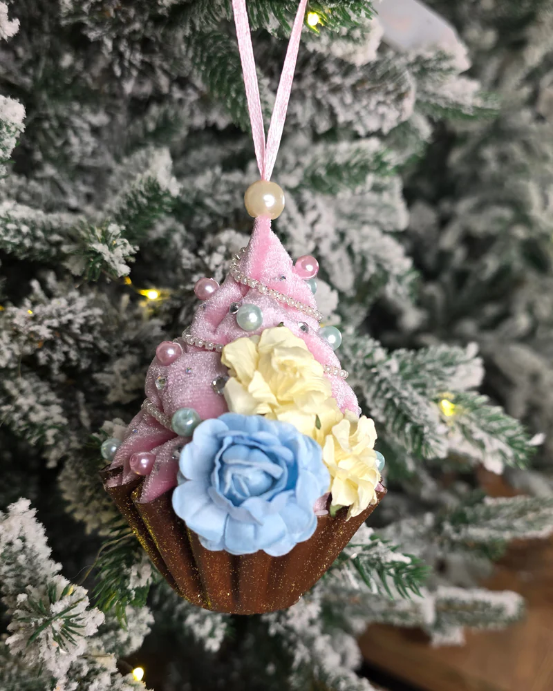 Елочная игрушка Пирожное — Розовый