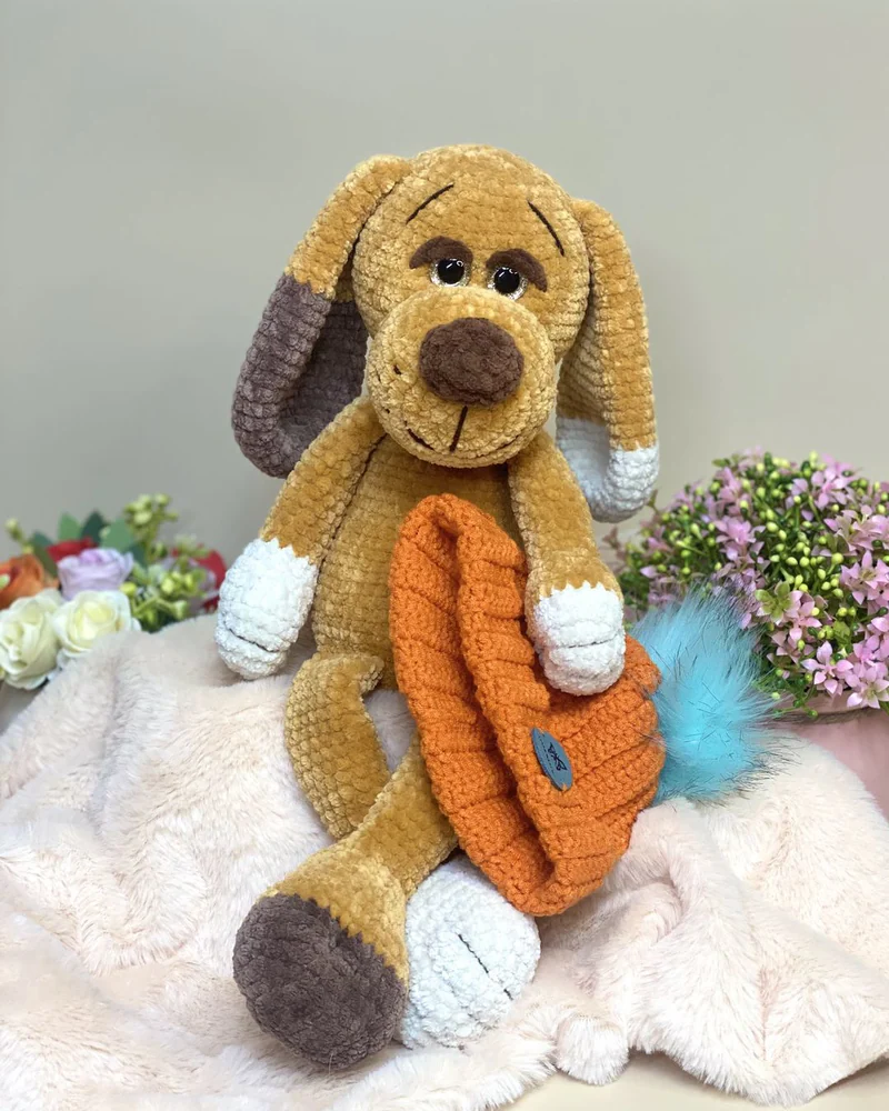 Вязаная коричневая собачка амигуруми