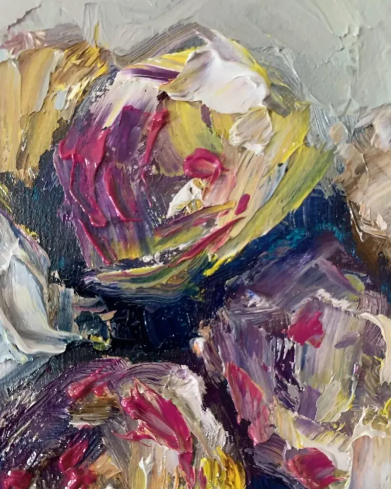 Цветы в вазе. Картина маслом 15×21 см — 15×21 см