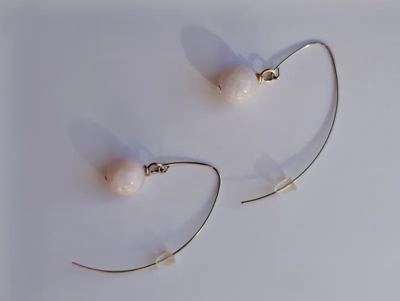 Серьги розовый кварц