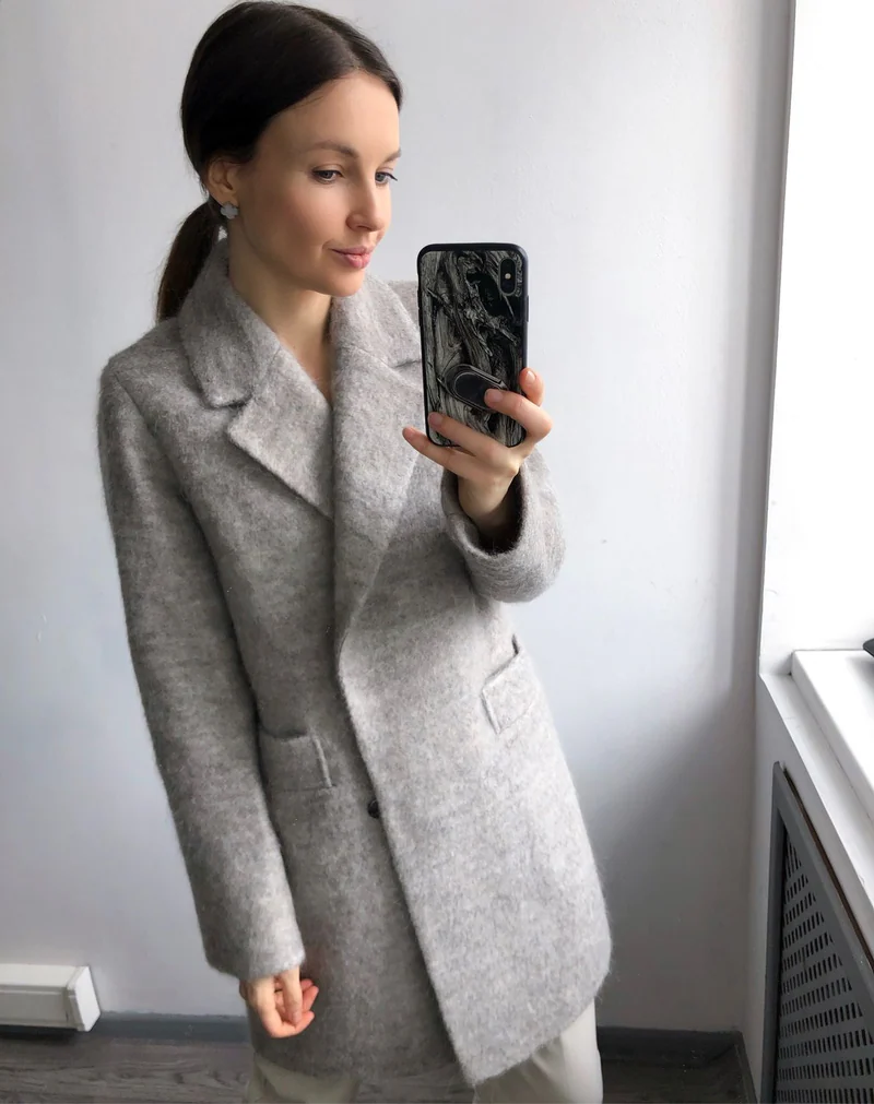 Пальто из шерсти с ворсом чуть приталенное