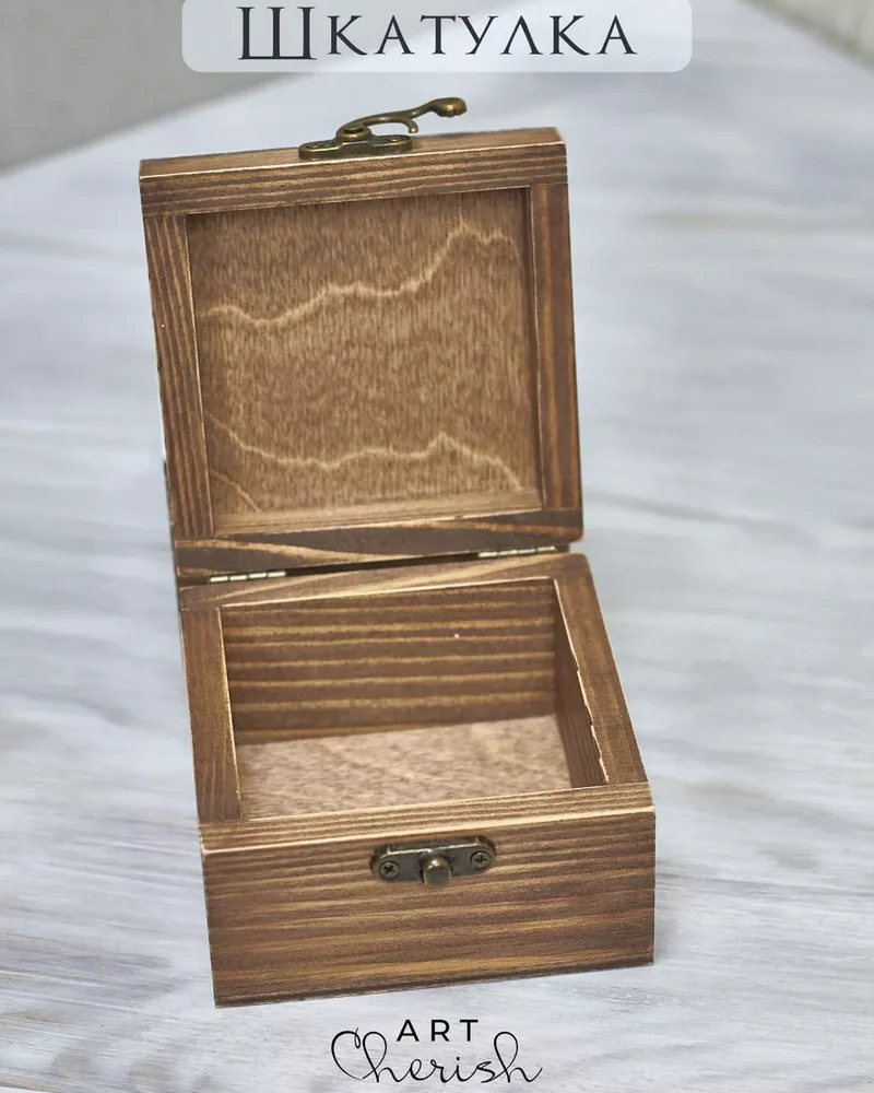 Шкатулка деревянная с рисунком, 10 × 10 × 6 см — Мишка