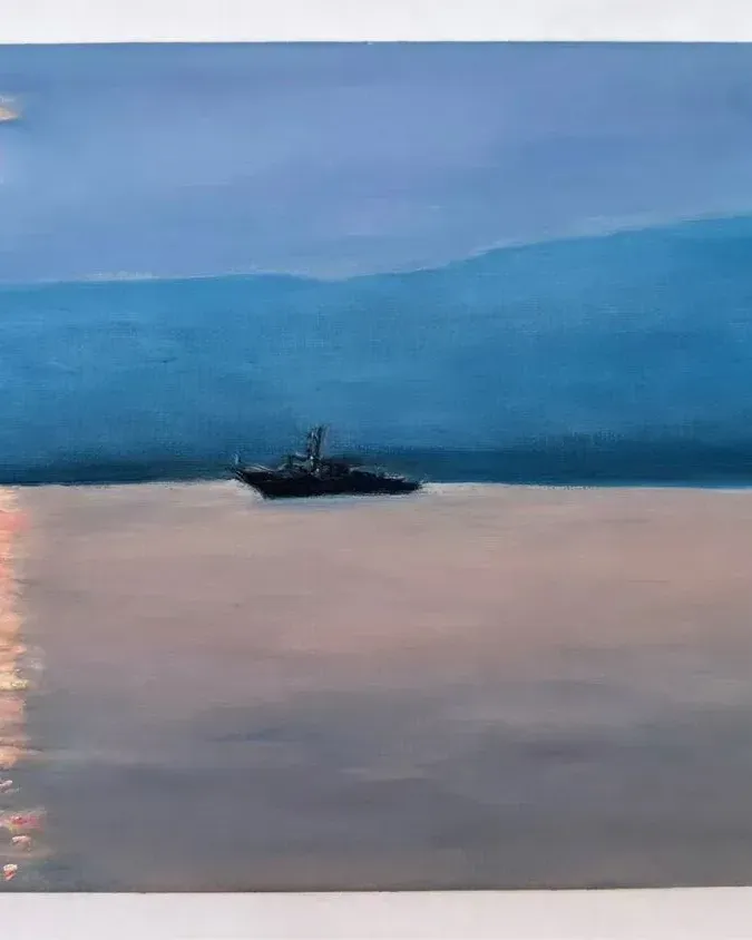 Картина маслом «Где-то вдали» — голубое море