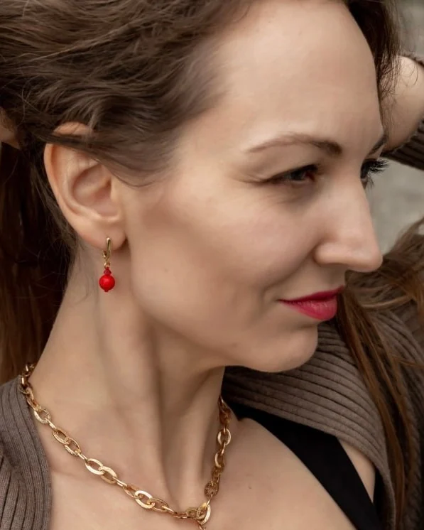 Серьги с красным кораллом — Серьги с красным кораллом
