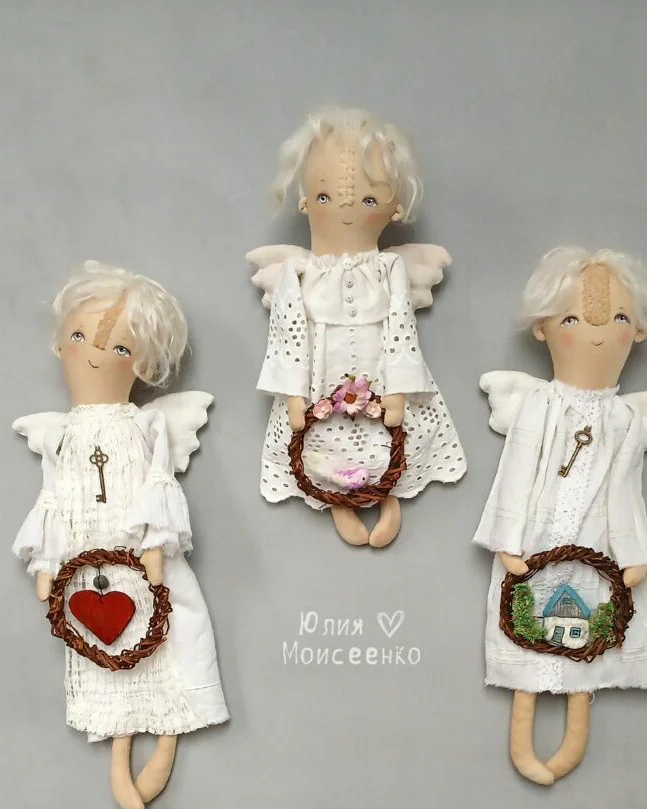 Ангел с сердцем, авторская интерьерная кукла