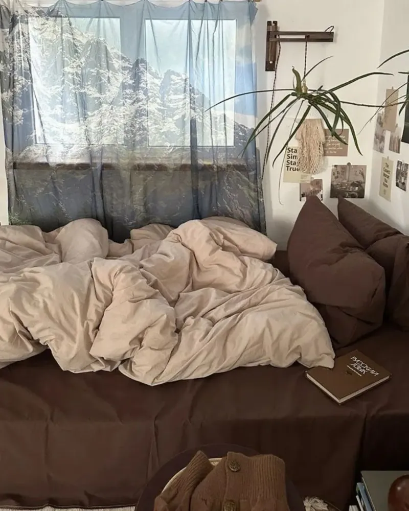 Постельное бельё из варёного хлопка, 100% хлопок, шоколад