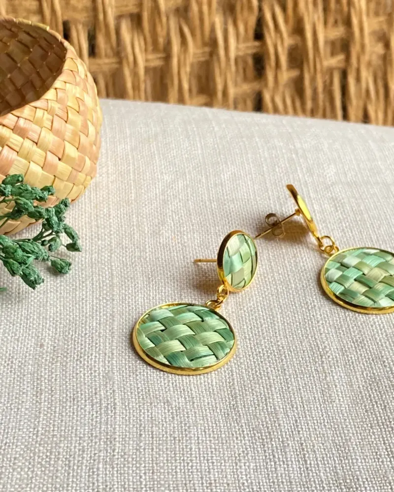 Серьги «Дуэт» из соломки — Тиффани