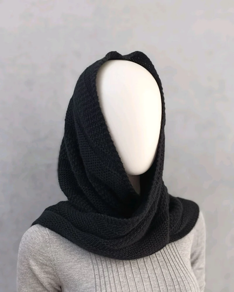 Шаль 100% кашемир(косынка, платок, бактус) — Черный