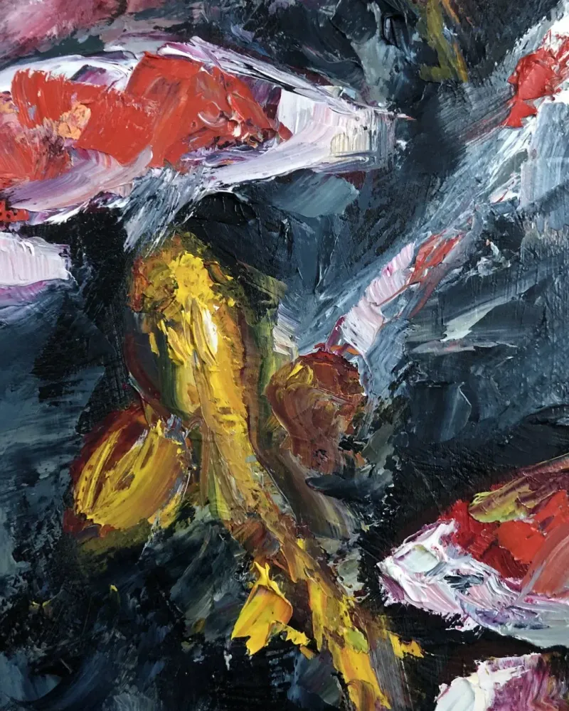 Карпы кои. Картина маслом 60×60 см — 60×60 см