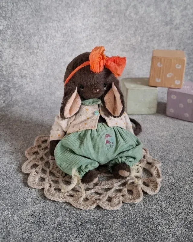 Мышка Тедди Молли, коричневая, 14 см