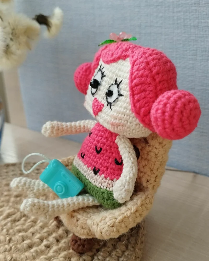 Вязаная кукла Арбузная Маша, амигуруми игрушка