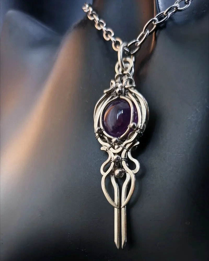 Кулон-ключ «Magic Key» с камнем — Фиолетовый, Аметист 1
