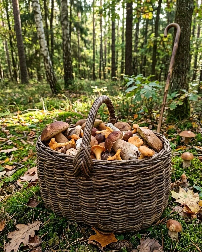 Плетеная корзина для грибов, овощей, фруктов, пикника