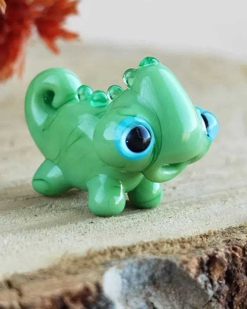 Стеклянная фигурка «Хамелеон» — Зелёный