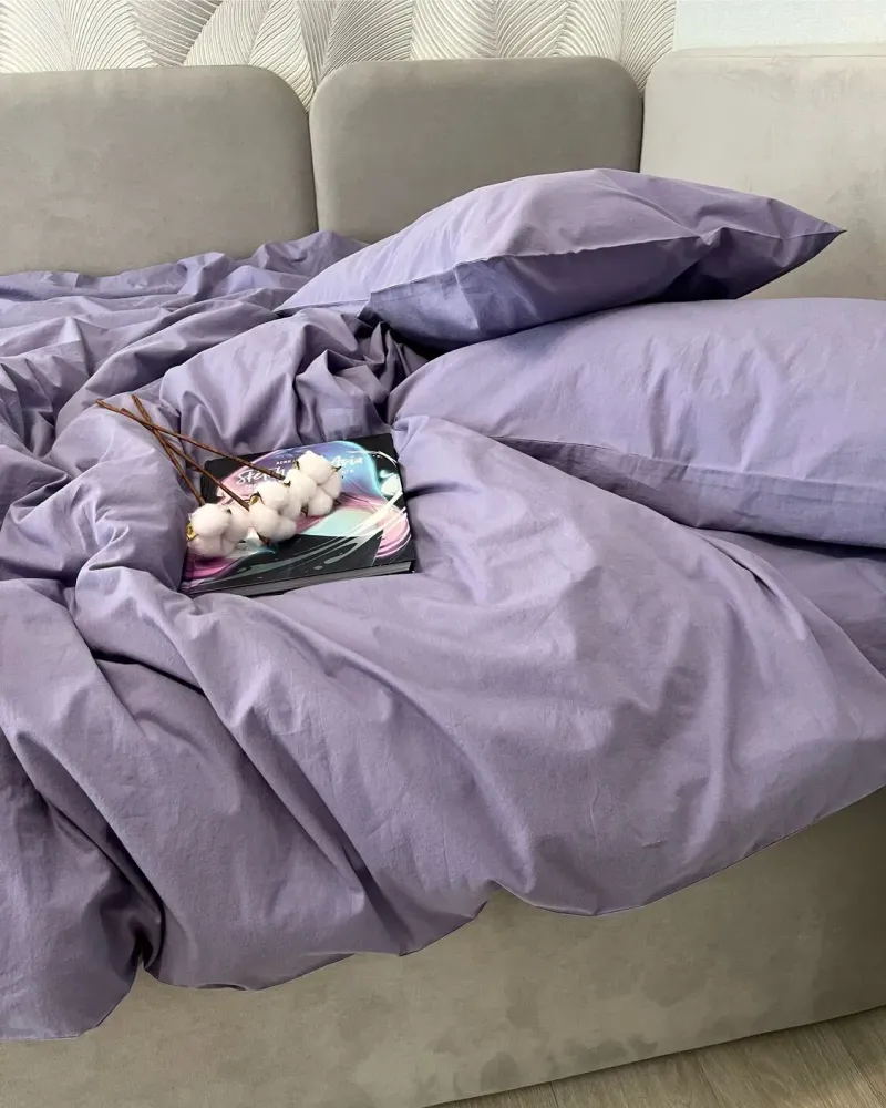 Постельное бельё из варёного хлопка, 100% хлопок, сиреневый