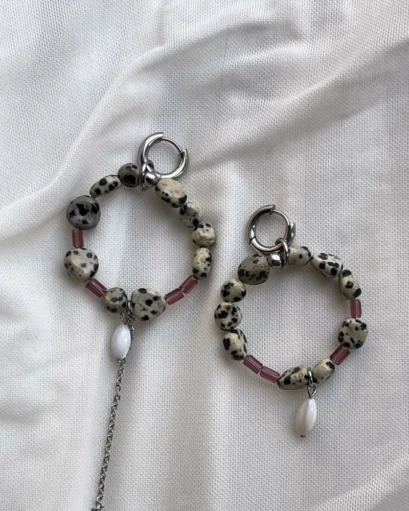 Серьги из яшмы и перламутра