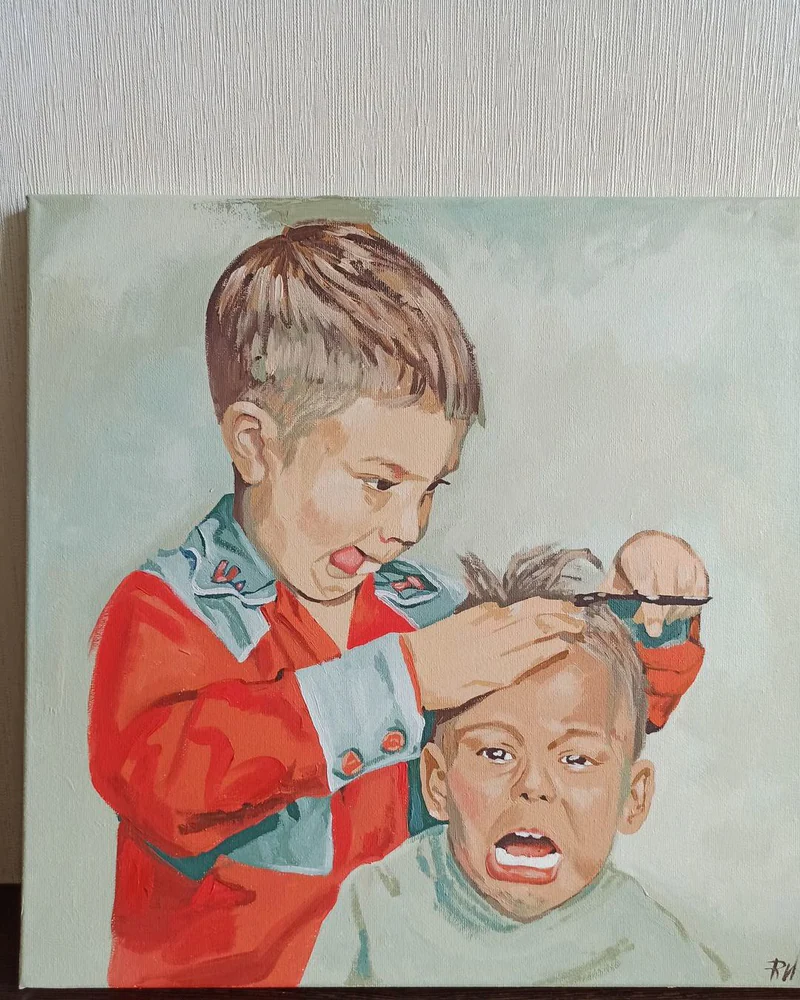 Стрижка, картина маслом