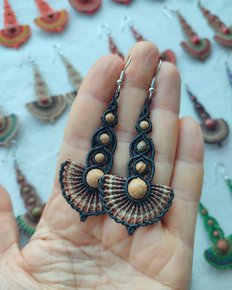 Серьги Лада чёрные с коричневым