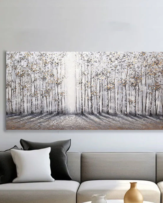 Картина «Берёзки в лучах солнца» — 65 × 130 см