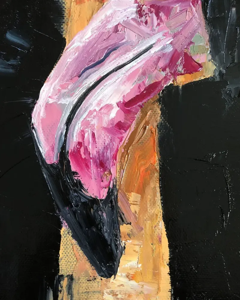 Влюбленные фламинго. Картина маслом 30×40 см — 30×40 см