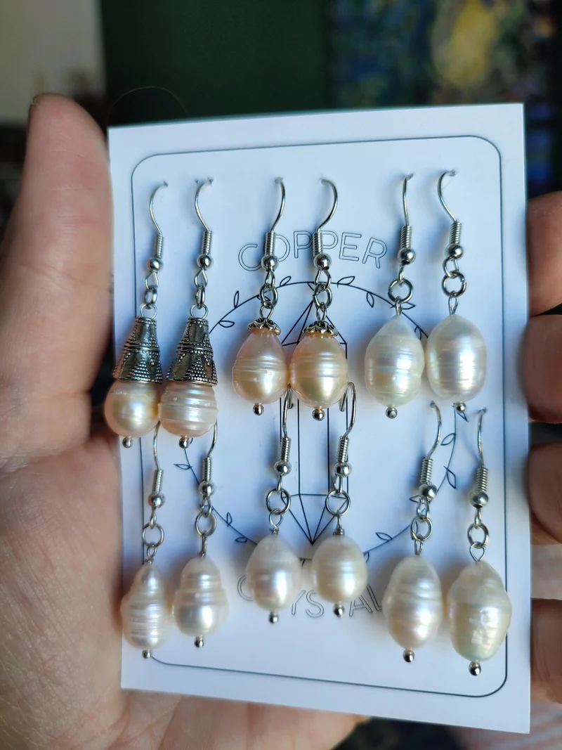 Серьги из натурального жемчуга, белые