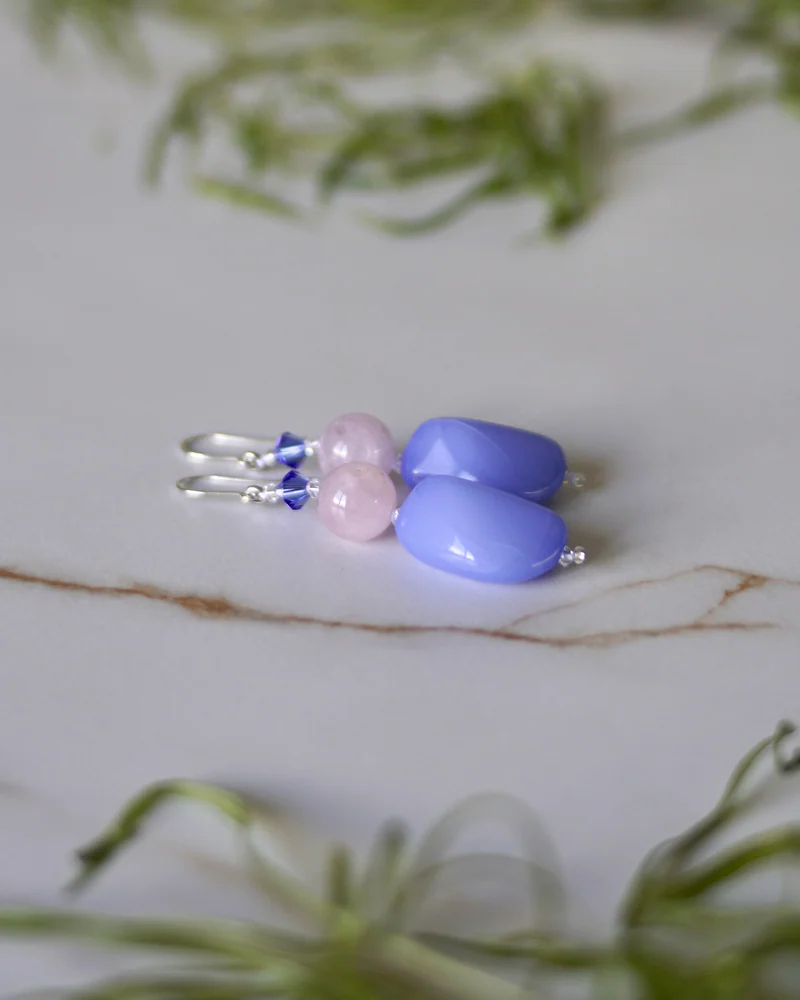 Серьги с мадагаскарским розовым кварцем — Розовый кварц