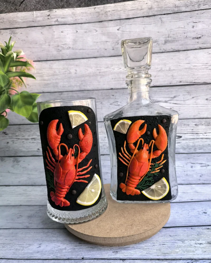 Пивная кружка с декором рак