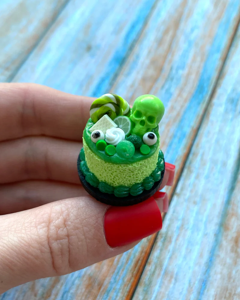 Кукольная Миниатюра «Торт на Хеллоуин 💚»