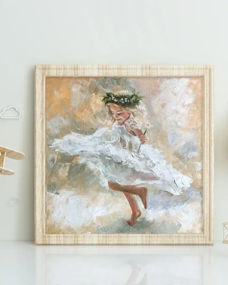 Танцующая девочка. Картина маслом 30×30 см — 30×30 см