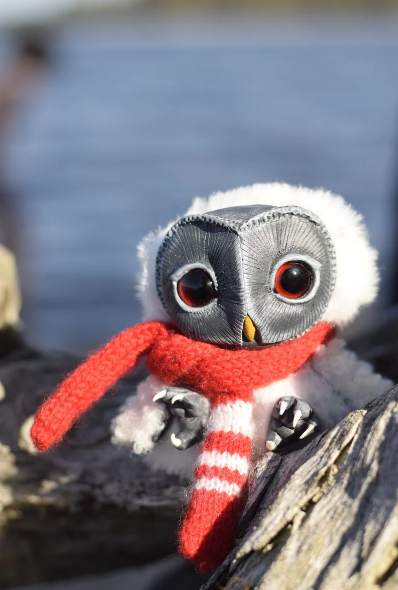 Интерьерная игрушка в смешанной технике «Сова Брусничка»