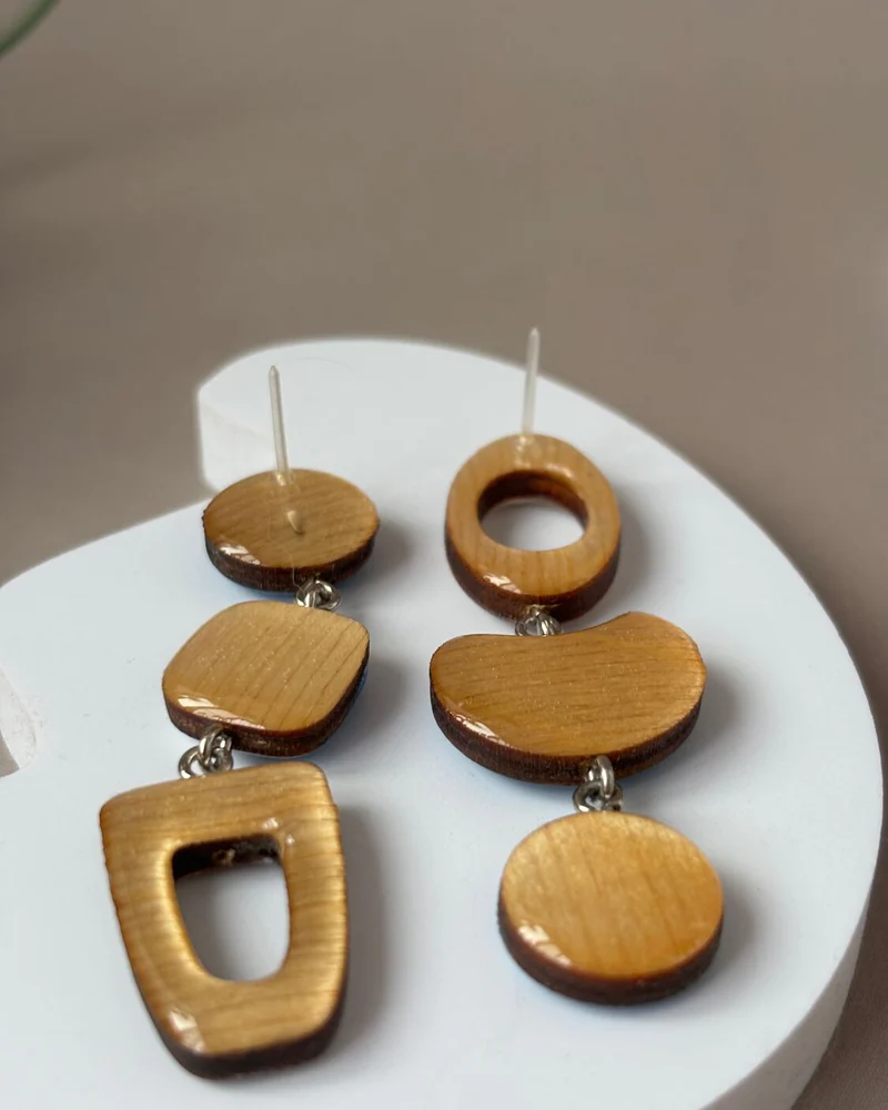 Серьги асимметрия Голубой с серебром