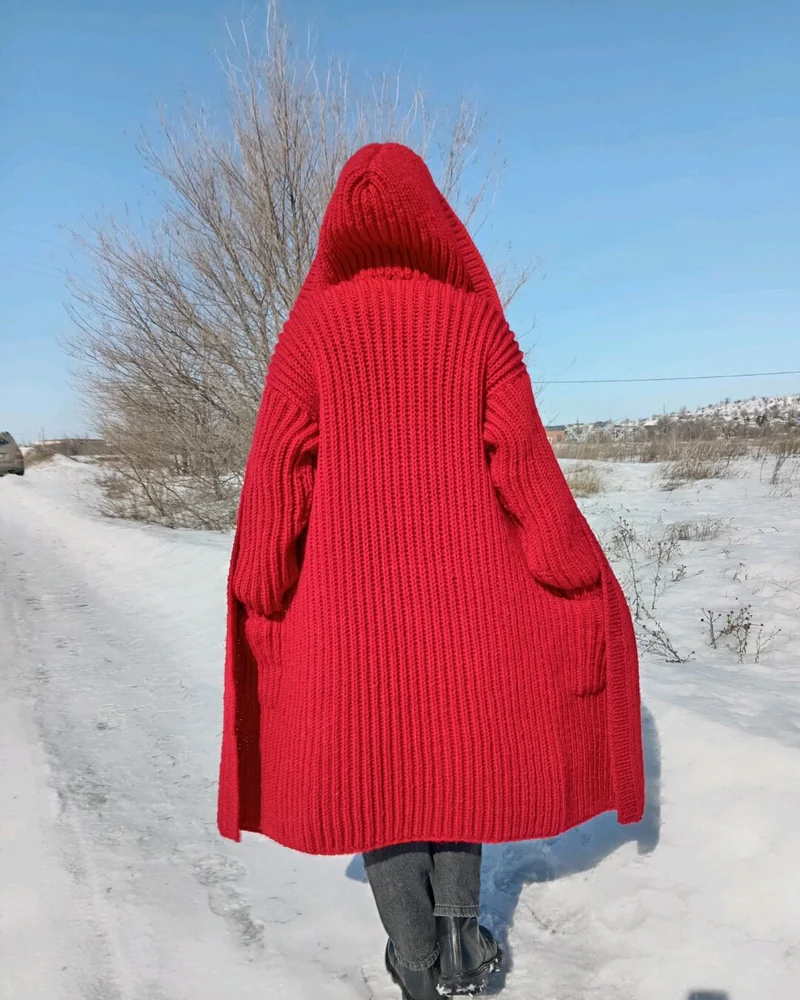 Красный Кардиган мужской вязаный