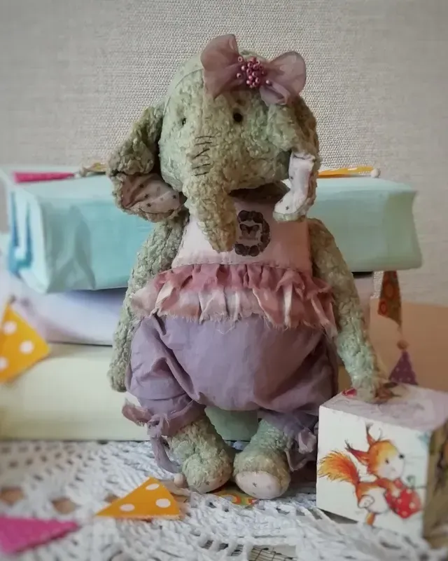 Слонёнок Тедди Дженни, мятный, 19 см